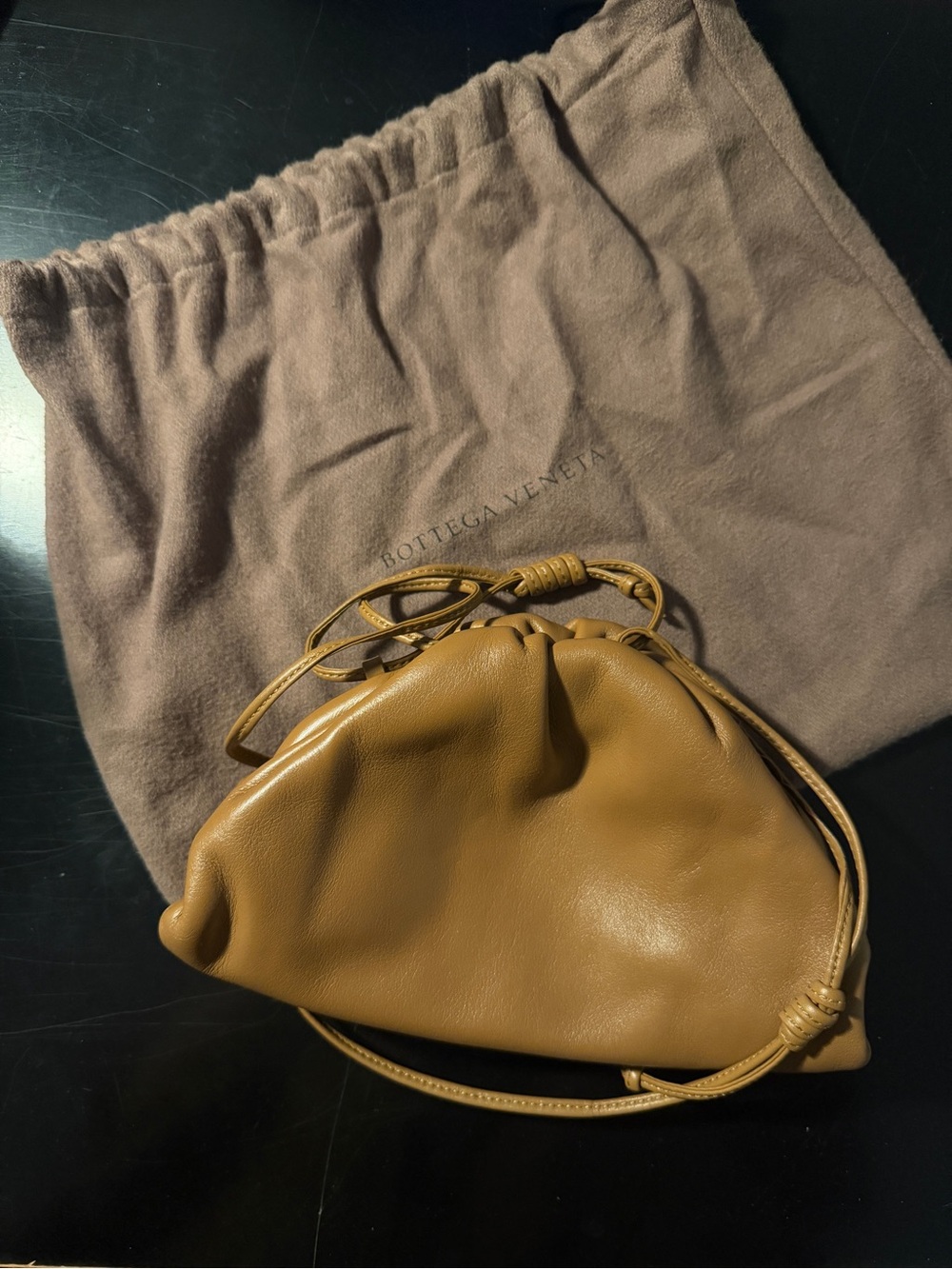Bottega Veneta Olive-Tan Leather Mini Pouch Crossbody